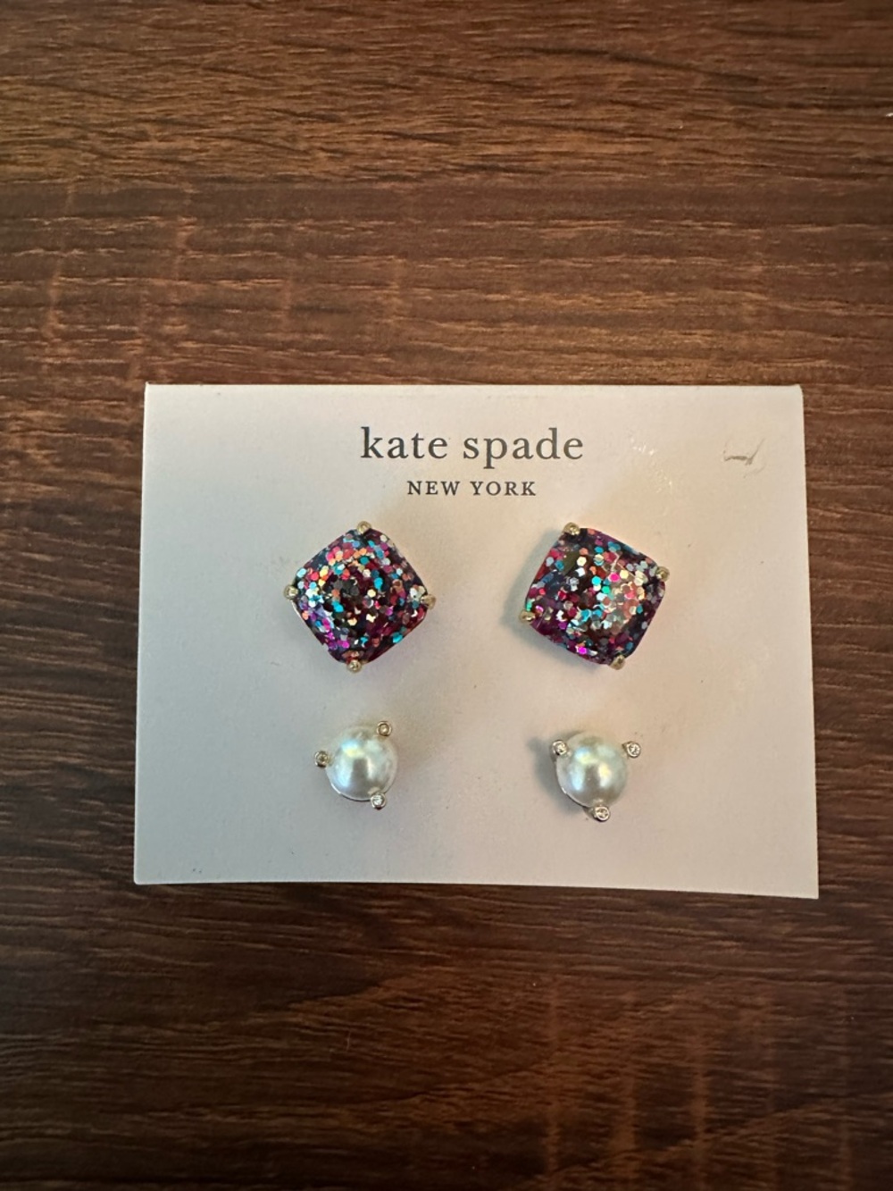 kate spade Multicolor Glitter and Pearl Stud Earring Set
